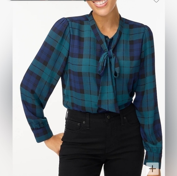 J. Crew Womens Blue/Green Plaid Blouse - Picture 4 of 10